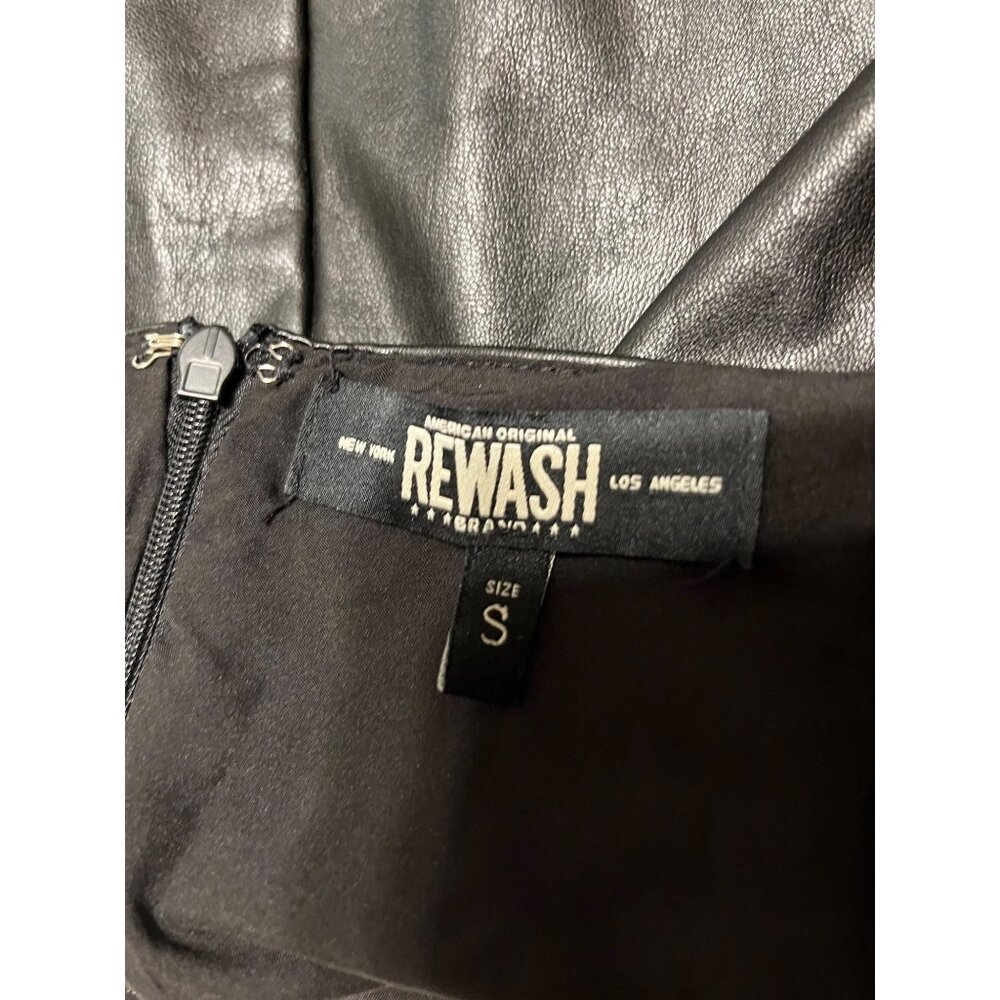 Black Faux Leather Wrap Mini Skirt By Rewash Brand Size Small - Picture 4 of 5